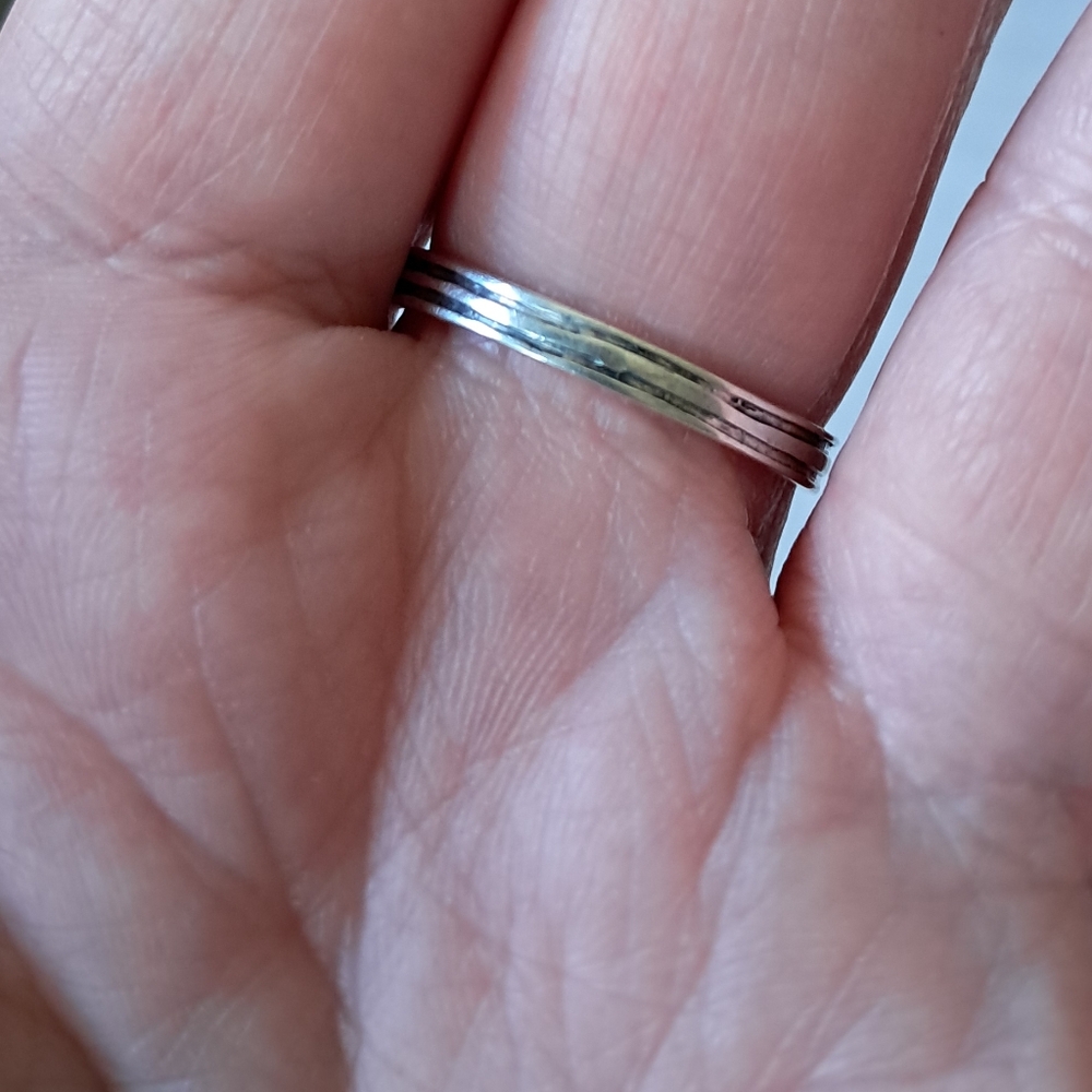 Vintage Sterling Silver Onyx Simple Unisex Ring Band Size 8.5 - Picture 4 of 10